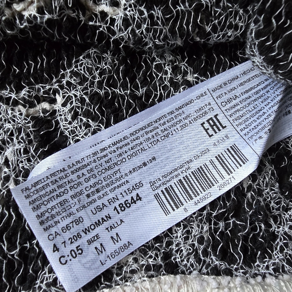 Mango MNG Crochet Lace Fringe Crop Top Black Cream Scallop Boho Festival M - Picture 8 of 14